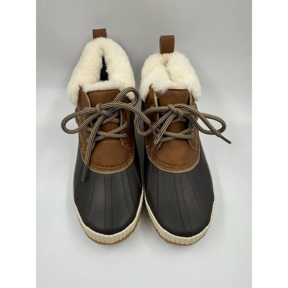 JSport Women's Mary Faux Fur Trimmed Slip On Duck Boots Size 7 M Waterproof